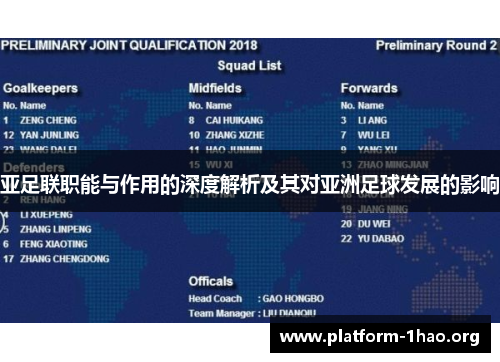 亚足联职能与作用的深度解析及其对亚洲足球发展的影响 亚足联职能与作用的深度解析及其对亚洲足球发展的影响